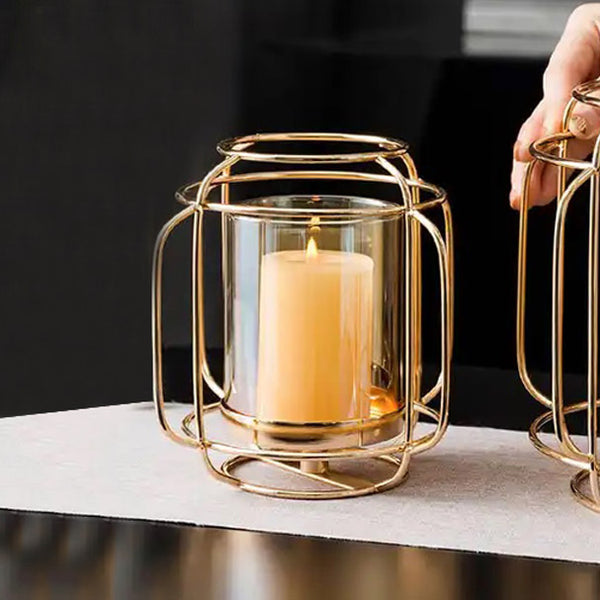 Andrea Wireframe Candle Holder Medium - Gold