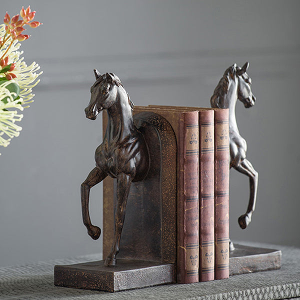 Horse Bookends, Set of 2 - Vintage Brown