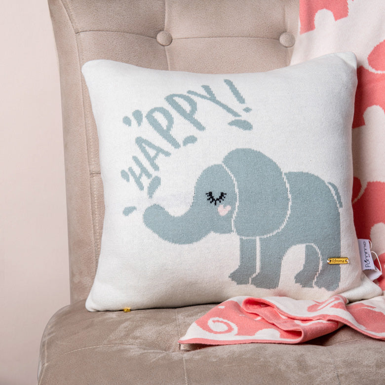 Knitted Cushion Cover - Elephant