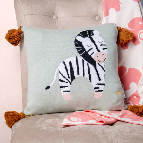 Knitted Cushion Cover - Zebra