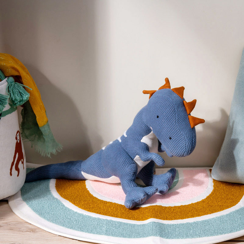 Knitted Soft Toy - Blue Dinosaur