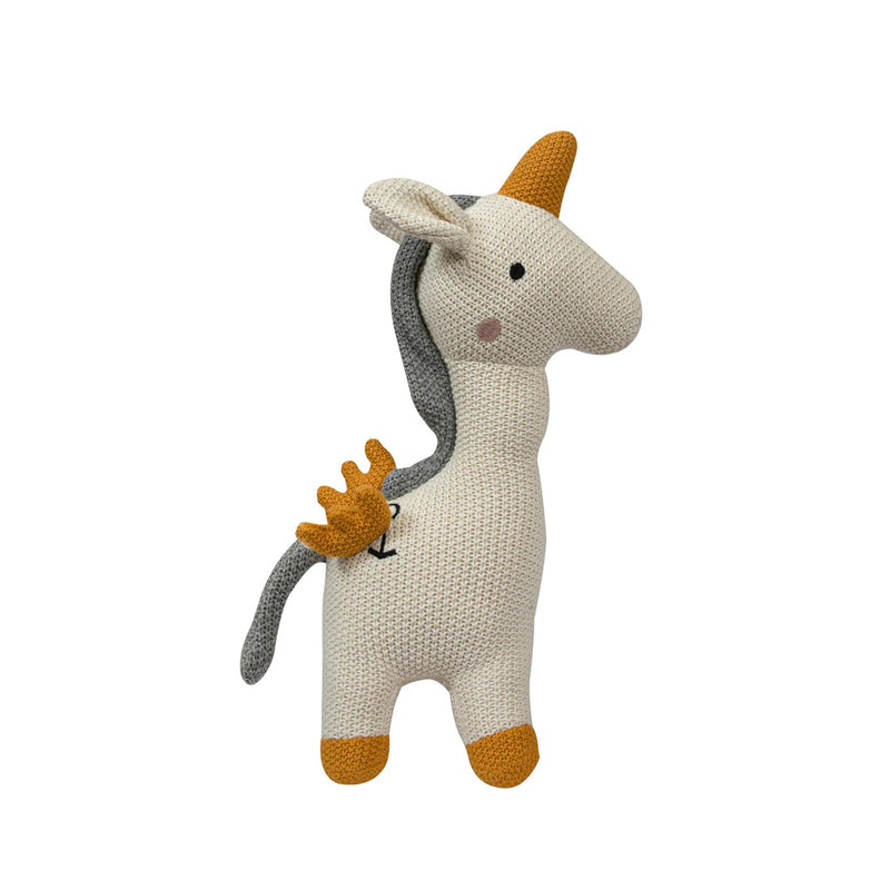 Knitted Soft Toy - Cream Unicorn