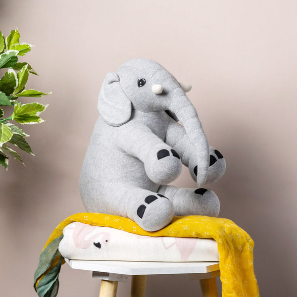 Knitted Soft Toy - Grey Elephant