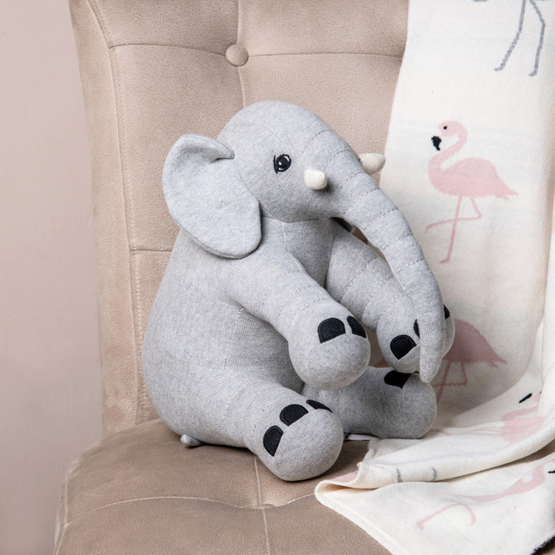 Knitted Soft Toy - Grey Elephant
