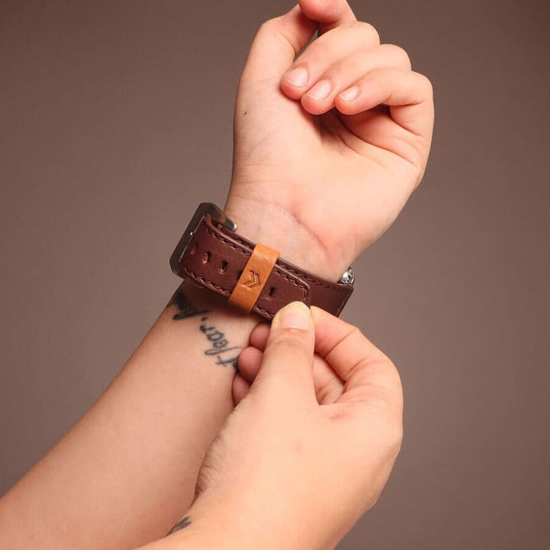 Leather Strap for Apple Watch 44mm - Brown