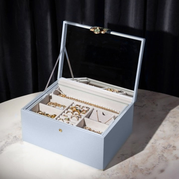 Luxury Classic Jewellery Box - Dusky Blue