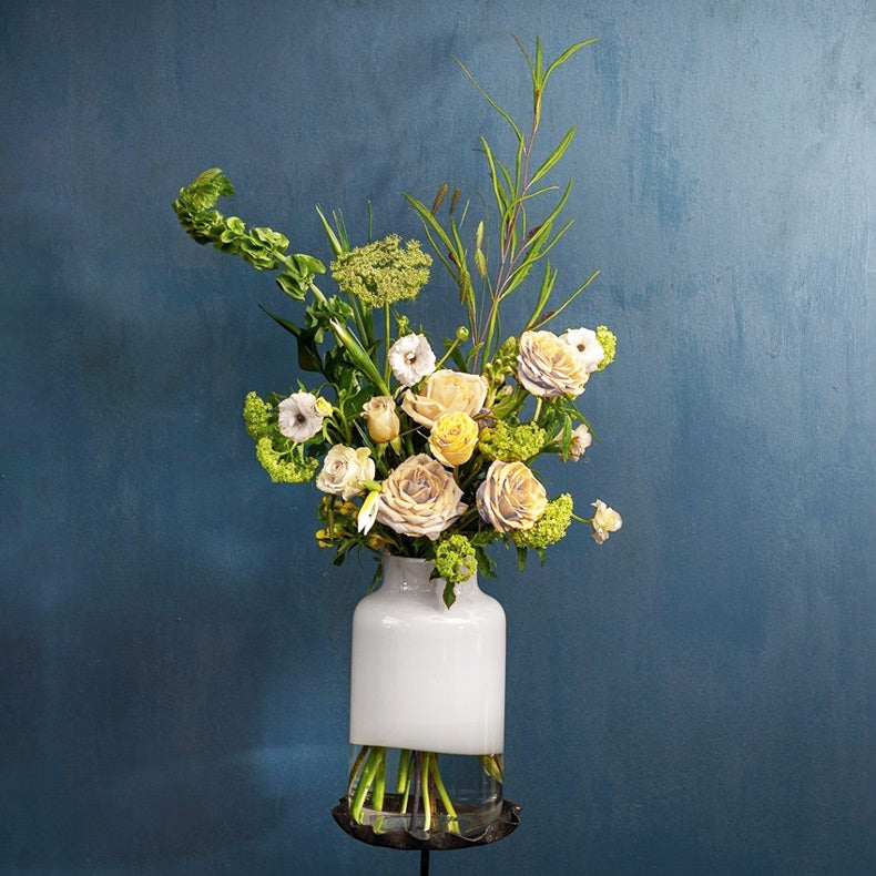 Magnolia Tall Glass Vase - Opal White