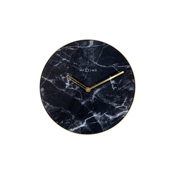Marble Glass Wall Clock 40cm - Black