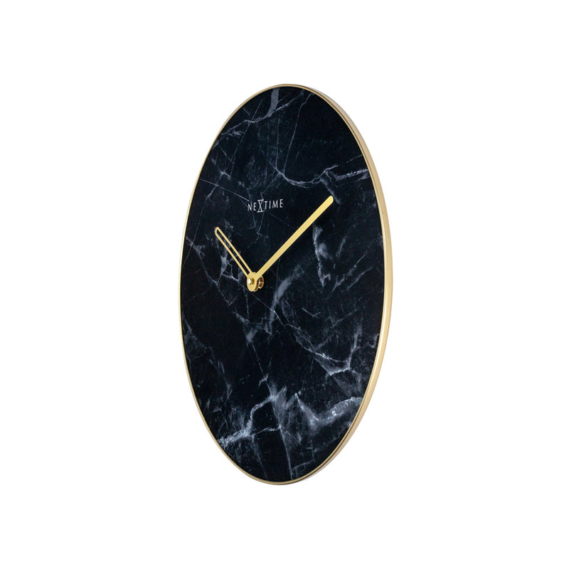 Marble Glass Wall Clock 40cm - Black