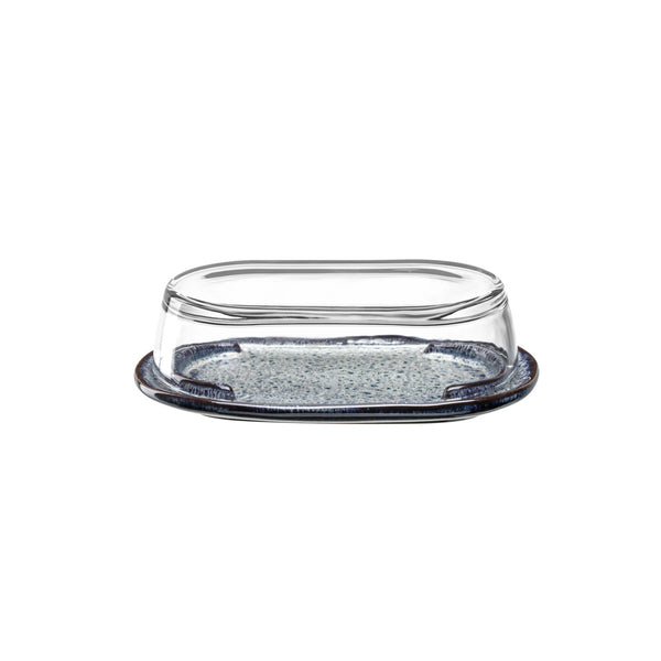 Metera Ceramic Butter Dish with Glass Cover