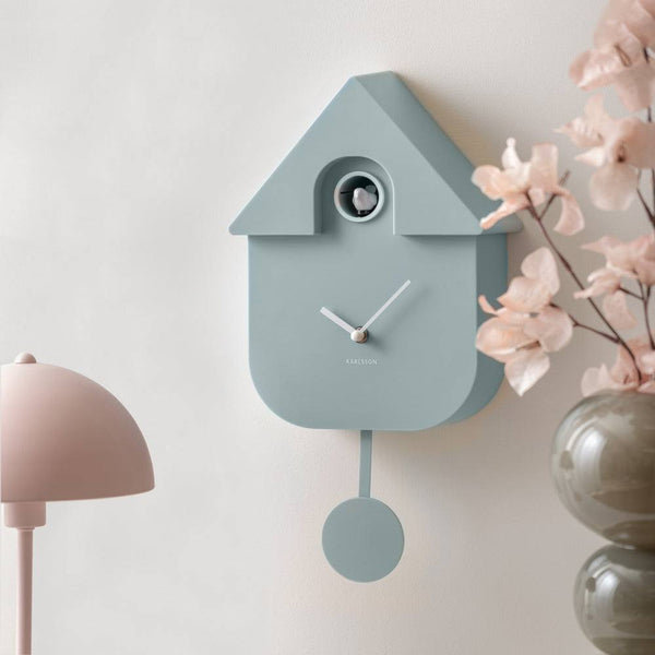 Karlsson Netherlands Modern Cuckoo Pendulum Wall Clock - Soft Blue - Modern Quests