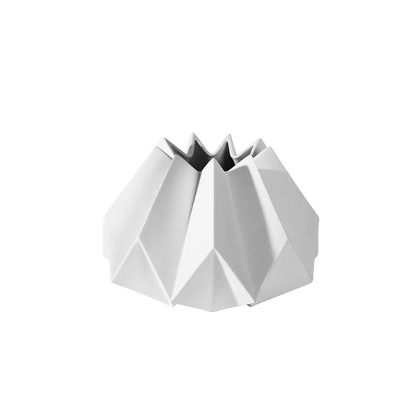 Enhabit Origami Porcelain Vase Short - White - Modern Quests