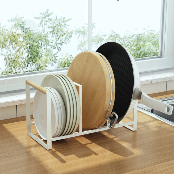 Three Compartment Plate Rack - White