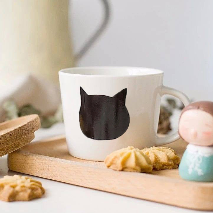 Porcelain Short Cup With Decal and Lid - Cat