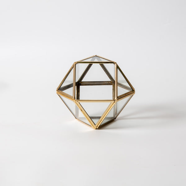 Prism Glass Tealight Holder - Gold