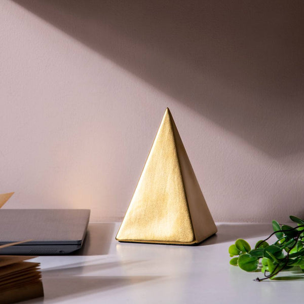 Enhabit Pyramid Decorative Sculpture - Brass - Modern Quests