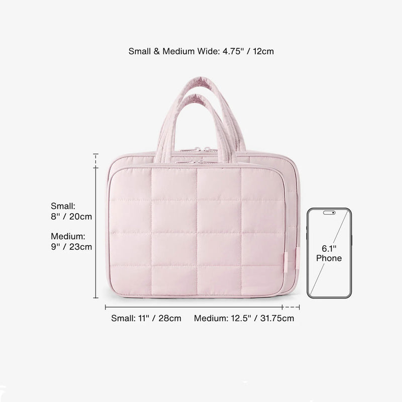 Quilted Hanging Toiletry Bag Large - Pink
