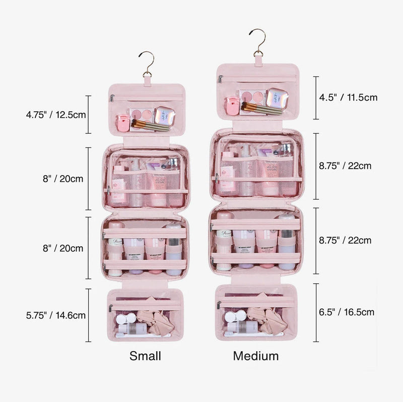 Quilted Hanging Toiletry Bag Large - Pink
