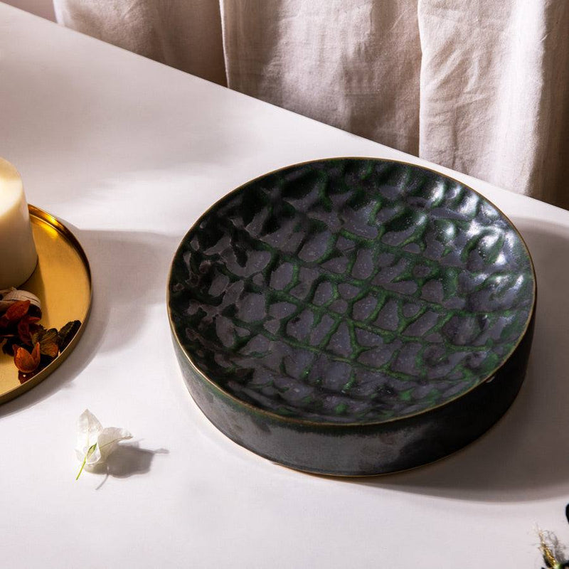 Enhabit Railey Decorative Ceramic Plate - Patterned Grey - Modern Quests