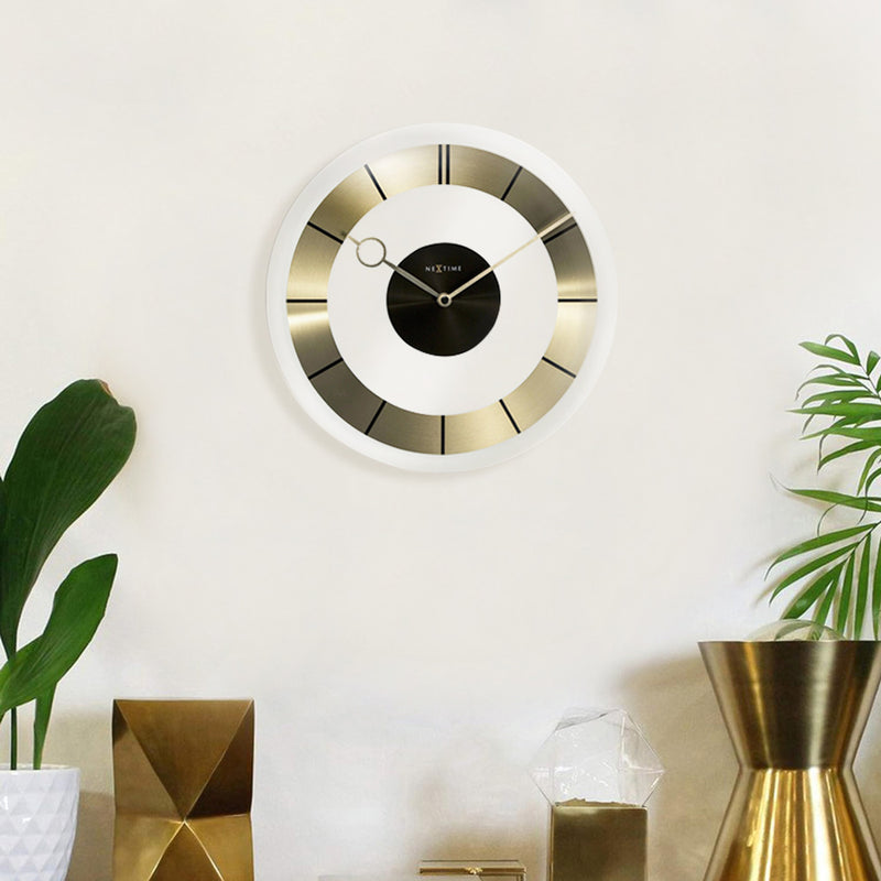 Retro Glass Wall Clock 31cm - Gold