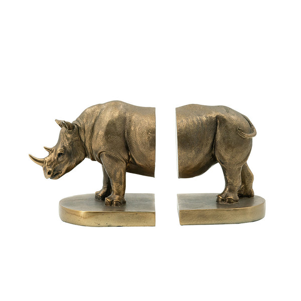 Rhino Bookends, Set of 2 - Bronze