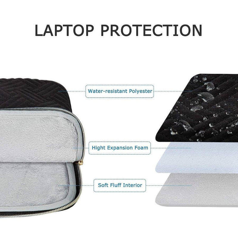 Bagsmart Rosa Laptop Sleeve - Black 13 to 13.3 Inch - Modern Quests