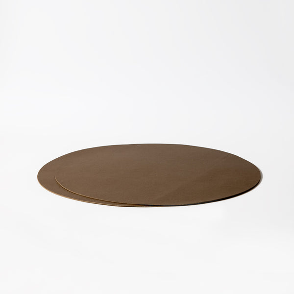Round Faux Leather Placemats, Set of 2 - Brown