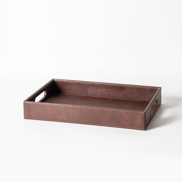 Savoy Rectangle Tray with Handle - Brown
