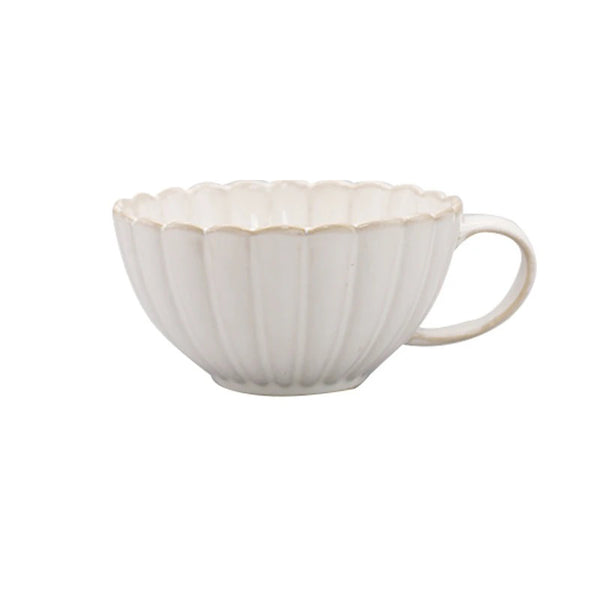 Scallop Cups & Saucers, Set of 2 - Ivory