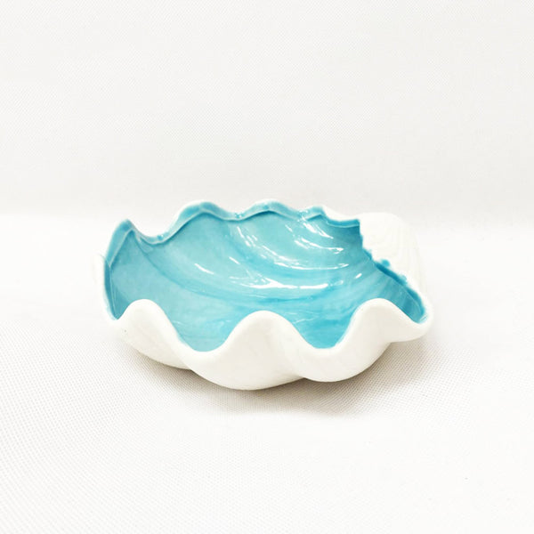 Seashell Trinket Tray - White & Blue