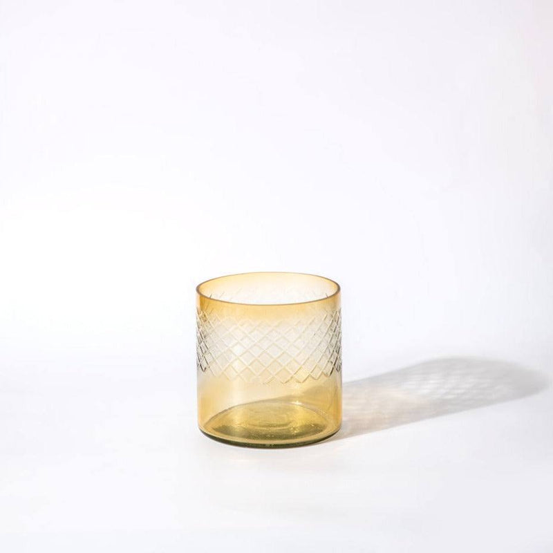 ESQ Living Seline Textured Glass Hurricane Small - Amber - Modern Quests