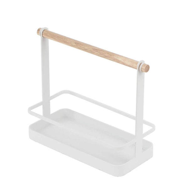 Slim Organiser with Wooden Handle - White