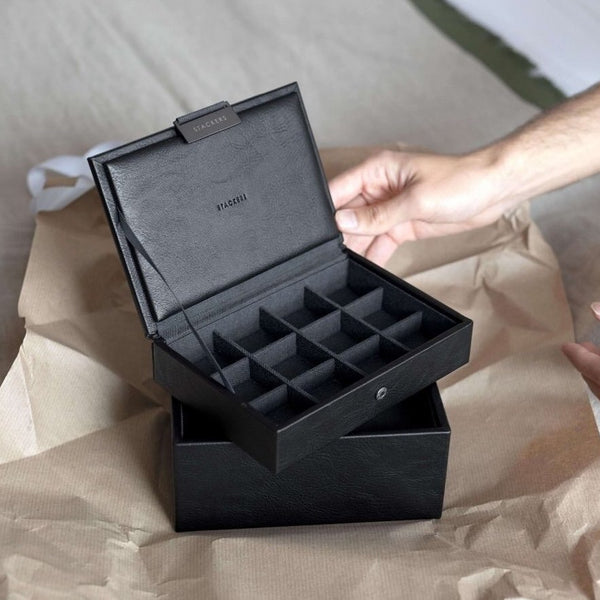 Small Watch & Cufflinks Box Set - Black