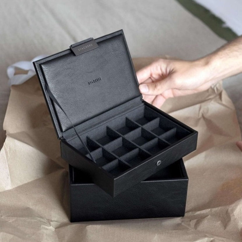 Small Watch & Cufflinks Box Set - Black