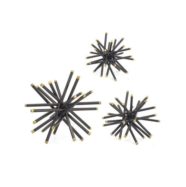 Spiked Decorative Accents, Set of 3 - Black Gold