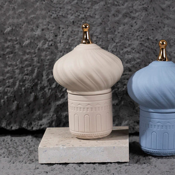 Spire Ceramic Decorative Jar Small - Beige