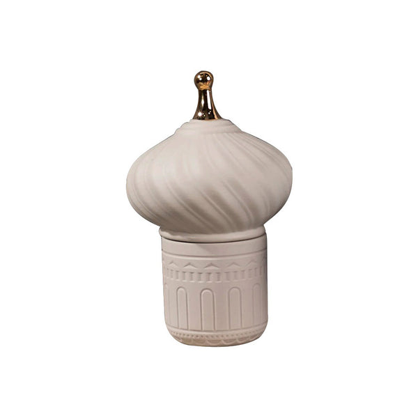 Spire Ceramic Decorative Jar Small - Beige