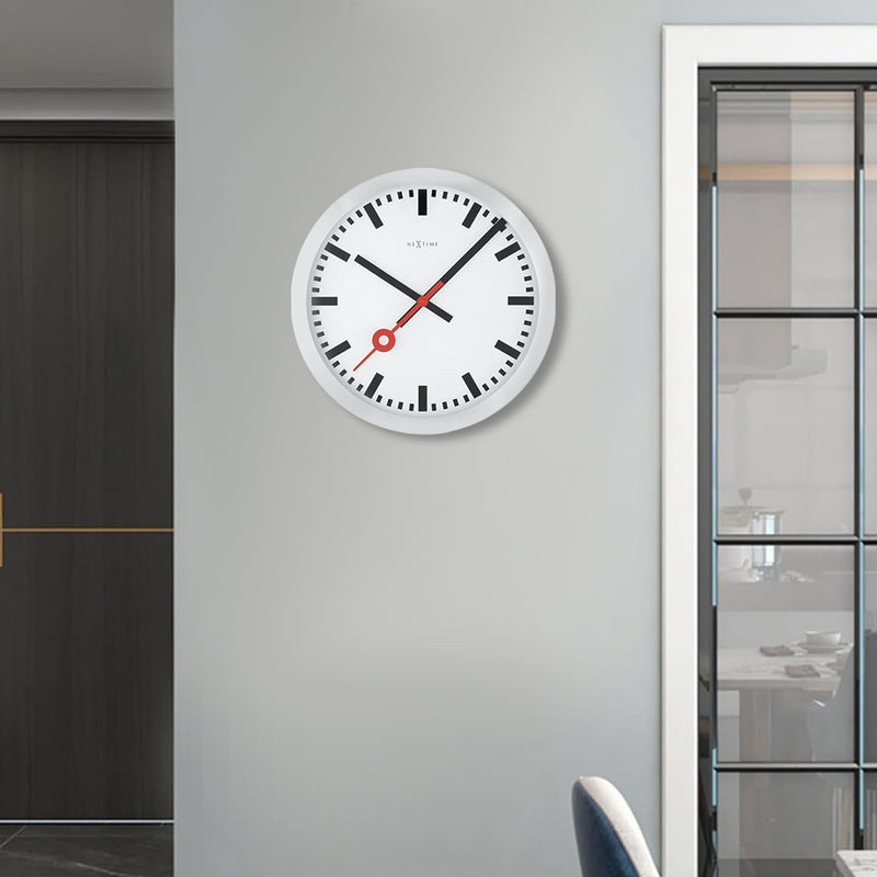 Station Stripe Wall Clock 35cm - Brushed Aluminum