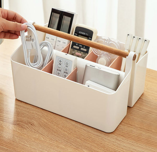 Storage Caddy with Adjustable Dividers - White