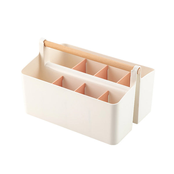 Storage Caddy with Adjustable Dividers - White