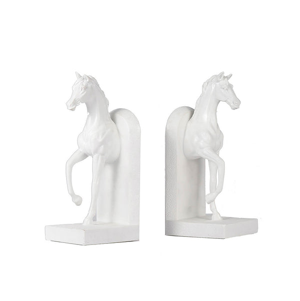 Striding Horses Bookends, Set of 2 - White