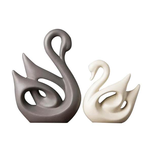 Swan Decorative Accents, Set of 2 - Grey & Beige
