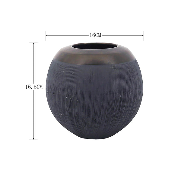 Tao Ceramic Vase - Grey & Brass