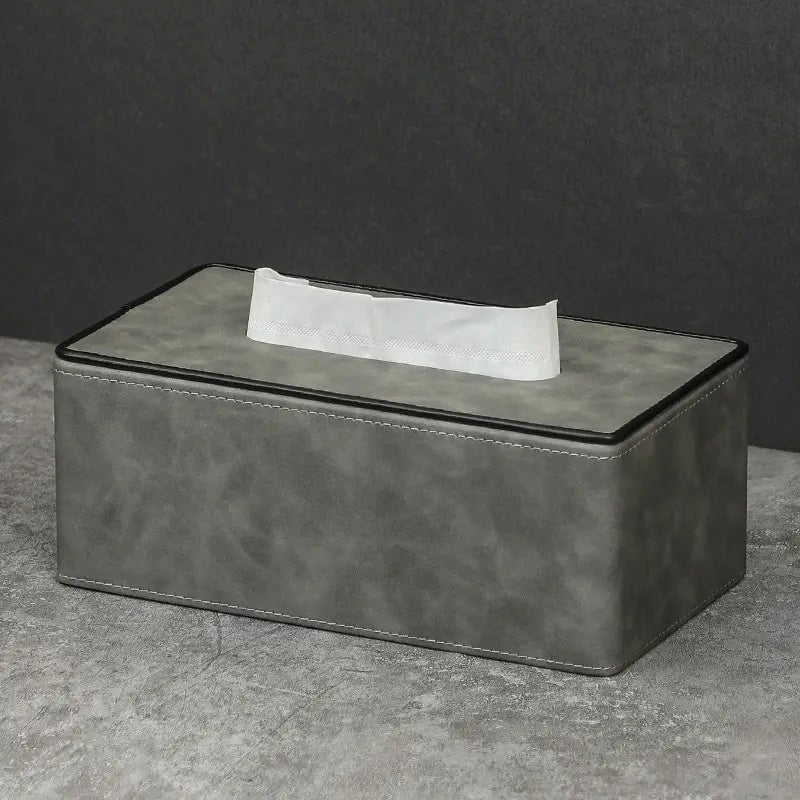 Textured Tissue Box Holder - Grey