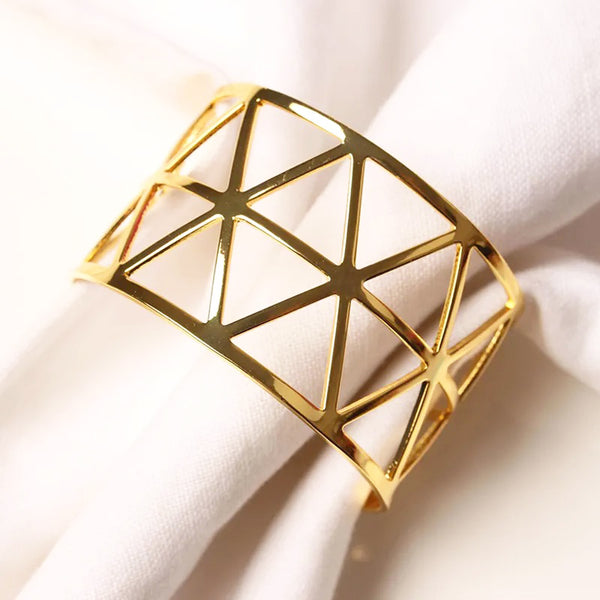 Triangles Napkin Rings, Set of 6 - Gold