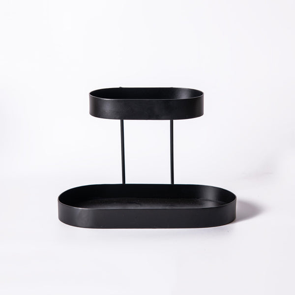 Twin 2-Tier Oval Stand - Black