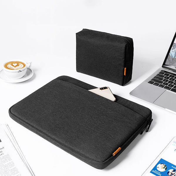 Ultrathin Laptop Sleeve with Pouch - Black 15 to 15.6 Inches