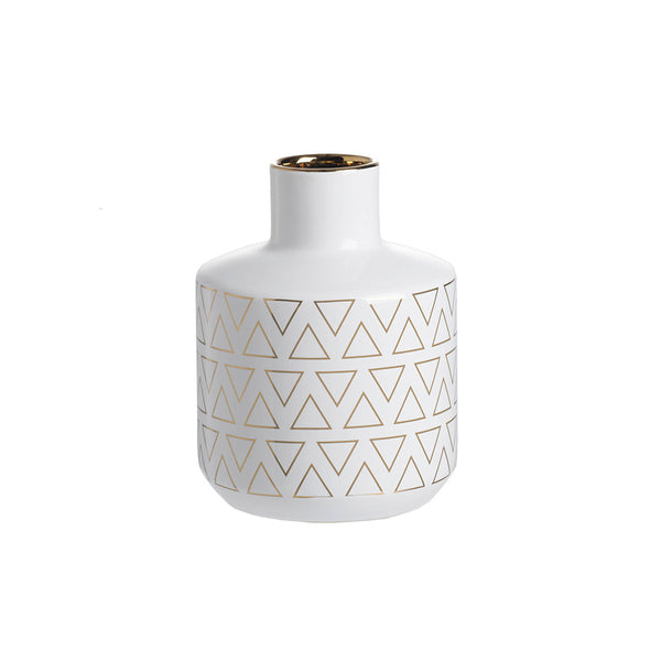 Versa Ceramic Vase Medium - White & Gold