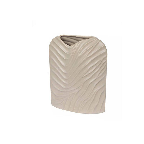 Enhabit Waves Ceramic Vase - Beige - Modern Quests