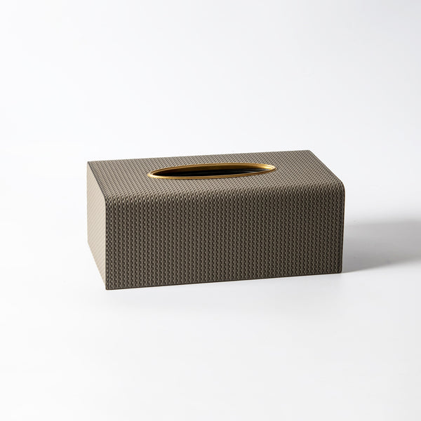 Weave Rectangular Tissue Box Holder - Dark Grey & Gold
